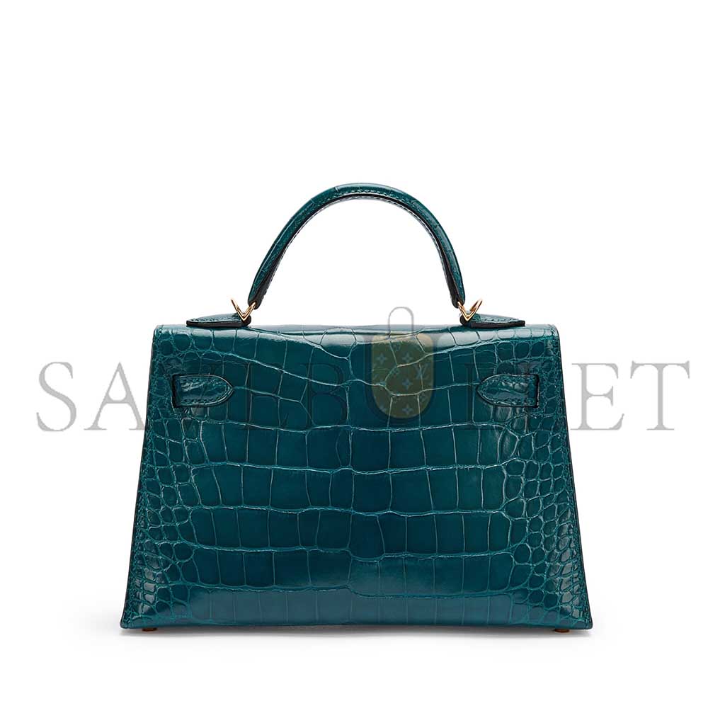 H**mes master ore shiny alligator mini kelly ii gold hardware (19*12*5.5cm)